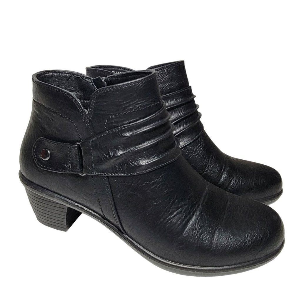 Easy Street Booties Womens Size 7.5 M‎ Damita Block Heel Shoes Ankle Boot Black